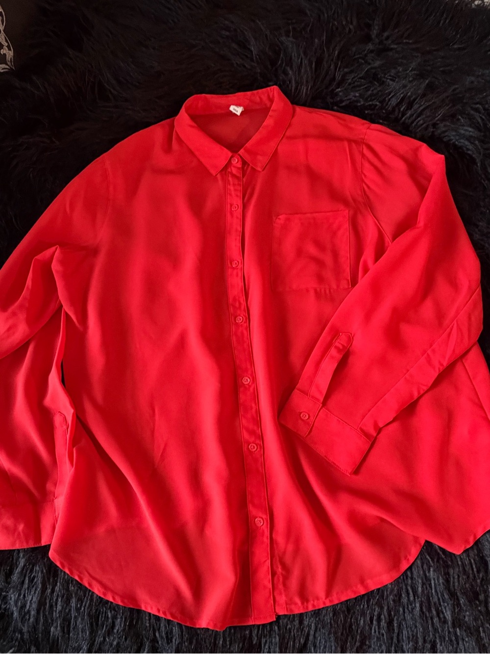 Old Navy Bright Red Long-Sleeve Button-Down Shirt